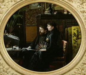 Alphonse Daudet en zijn vrouw in hun studeerkamer, 1883